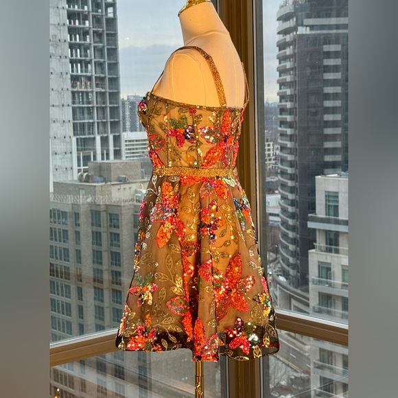 🆕 BRONX & BANCO 🧿 NWOT Mademoiselle Floral Sequin Fit-&-Flare Dress Sz XS US 2 - Picture 6 of 16